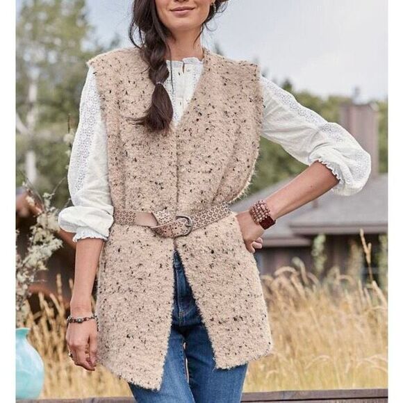 Sundance Coastal Secrets Vest Alpaca Blend Open Front size Large Cream - Picture 1 of 9